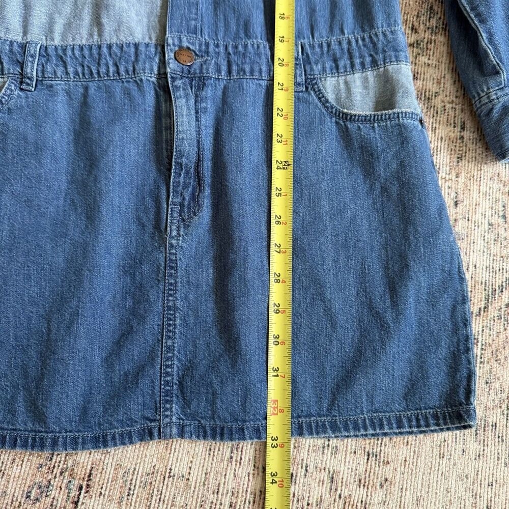 Current Elliott Two Tone Denim Shirt Dress Light Mid Wash Size 2 Mini Skirt - Picture 8 of 16